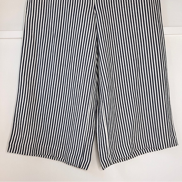 Ann Taylor Loft Navy & White Stripe Linen Cotton Blend Wide Leg Crop Pant NWT - Picture 4 of 9